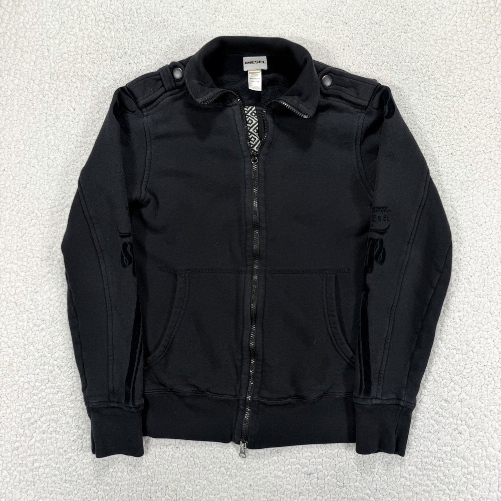 VTG Diesel Full Zip Sweatshirt Women's S Black Y2K Moto Streetwear Gothic
